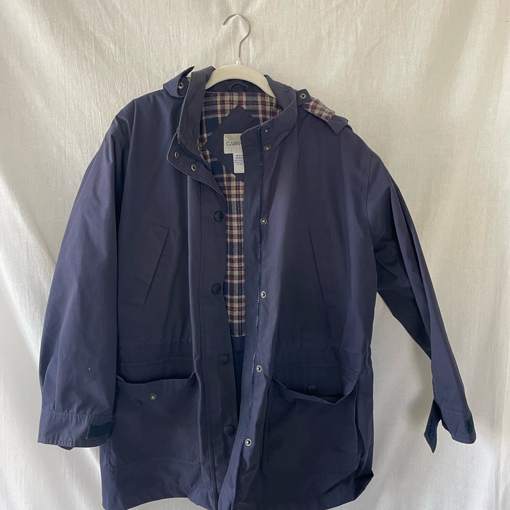 Cabin Creek Men's Navy Raincoat with Plaid Lining
